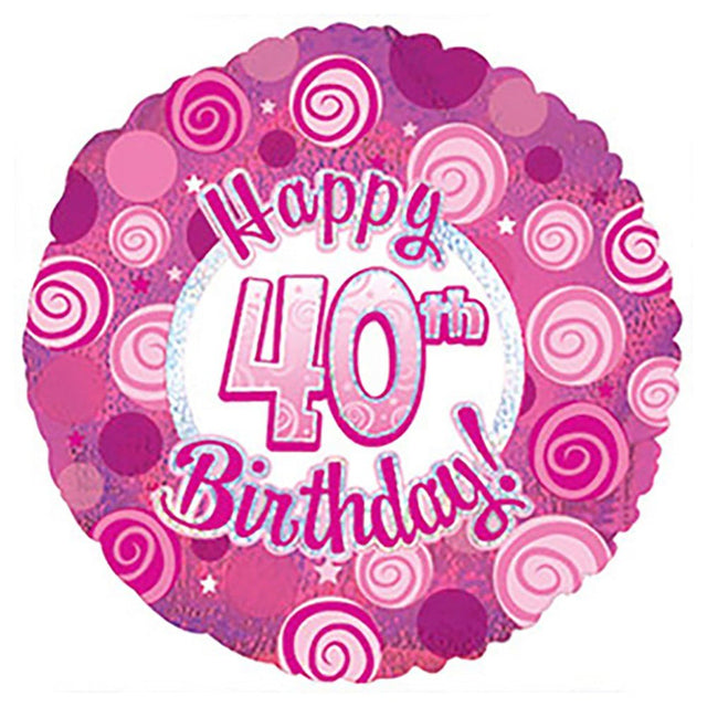 Foil Balloon Happy 40 Birthday Pink