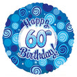 Foil Balloon 60th Birthday Blue Dazzleoons