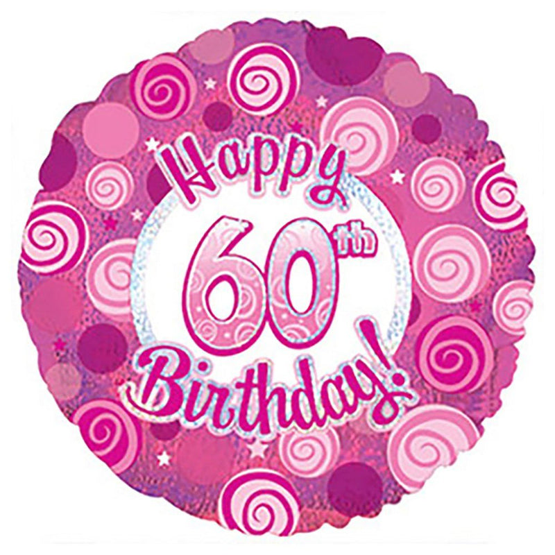 Foil Balloon Happy 60 Birthday Pink Dazzleoons