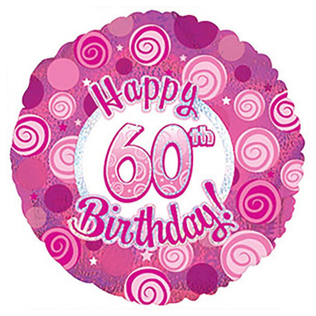 Foil Balloon Happy 60 Birthday Pink Dazzleoons