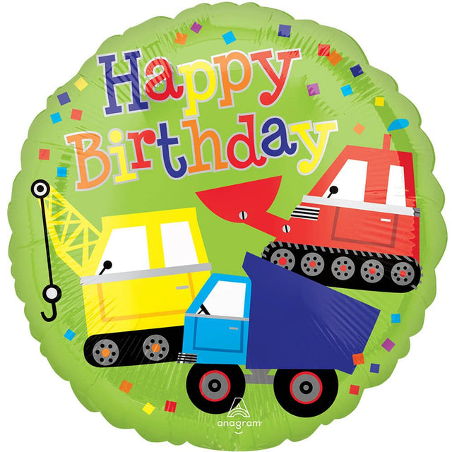 Foil Balloon Happy Birthday Trucks