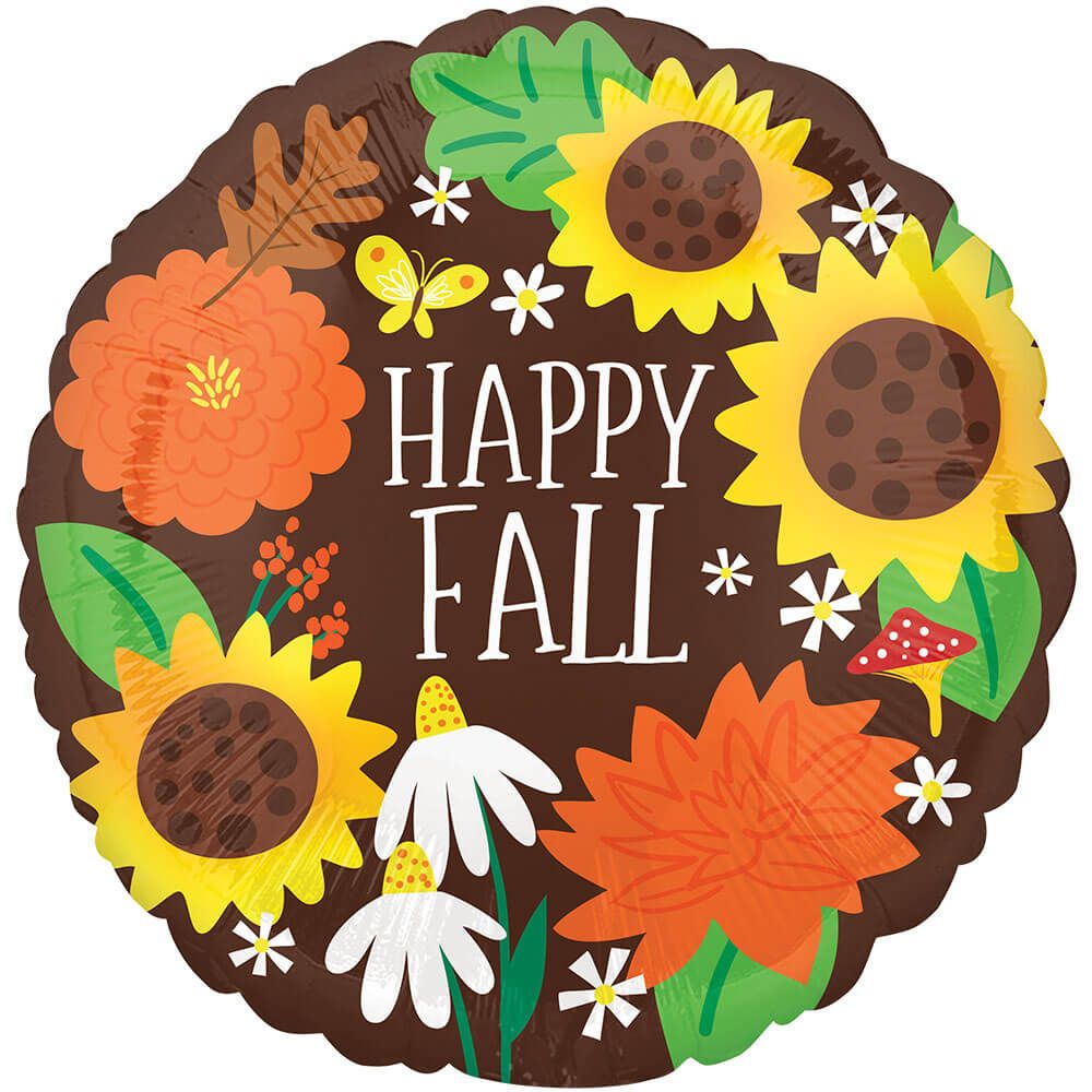Foil Balloon Happy Fall Sunflowers
