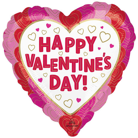 Foil Balloon Happy Valentine's Day Wrapped In Hearts