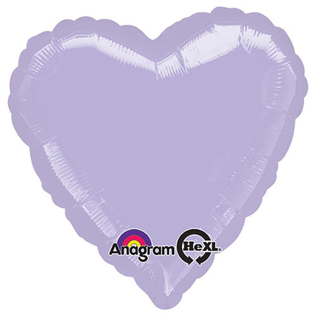 Heart Foil Balloon Metallic Pearl Pastel Lilac