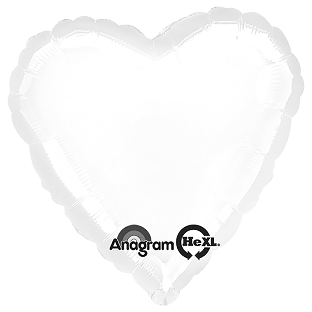 Heart Foil Balloon Metallic White