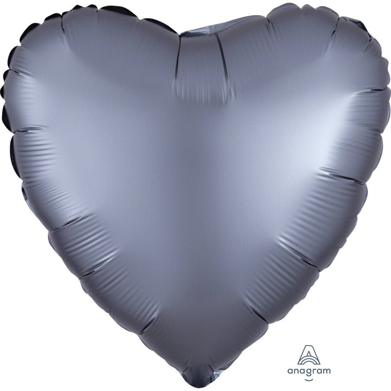 Heart Satin Luxe Graphite Foil Balloon