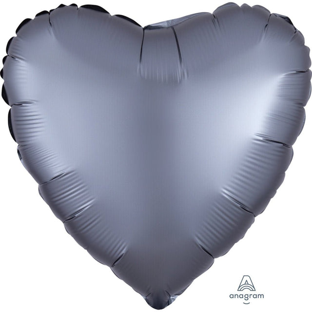 Heart Satin Luxe Graphite Foil Balloon