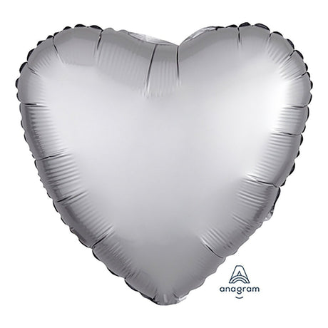Heart Satin Luxe Platinum Foil Balloon