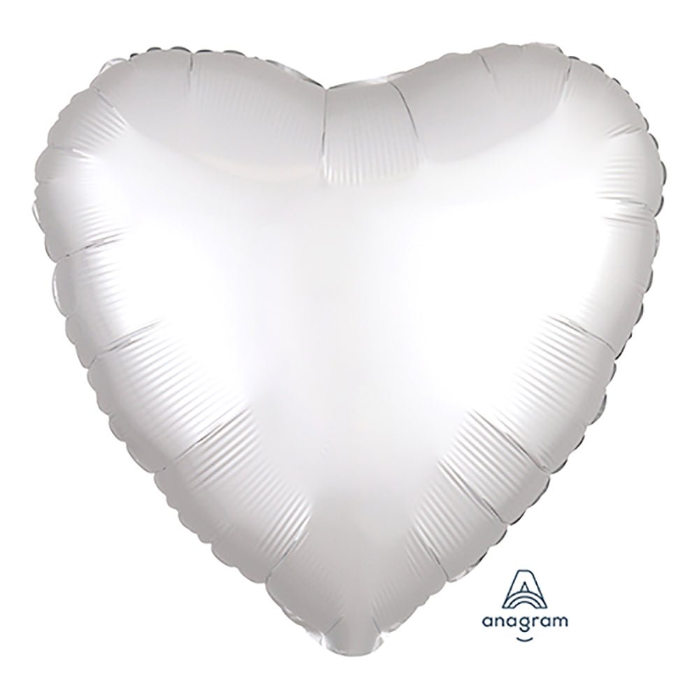 Heart Foil Balloon White Satin Luxe