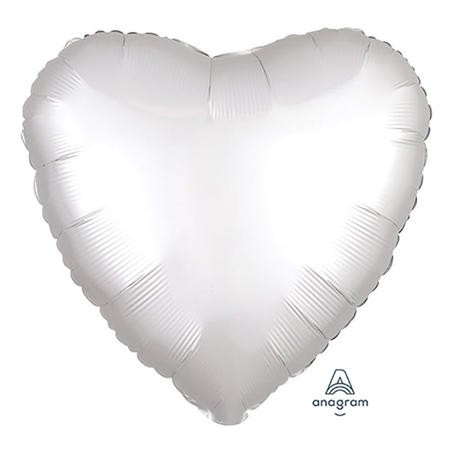Heart Foil Balloon White Satin Luxe