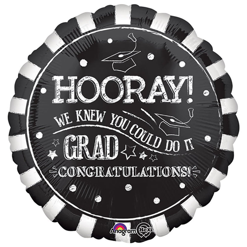 Graduation Foil Balloon 17 Inch Hooray Grad