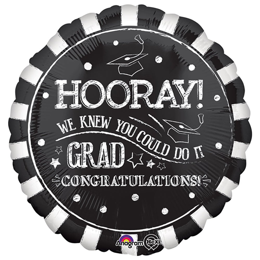 Graduation Foil Balloon 17 Inch Hooray Grad