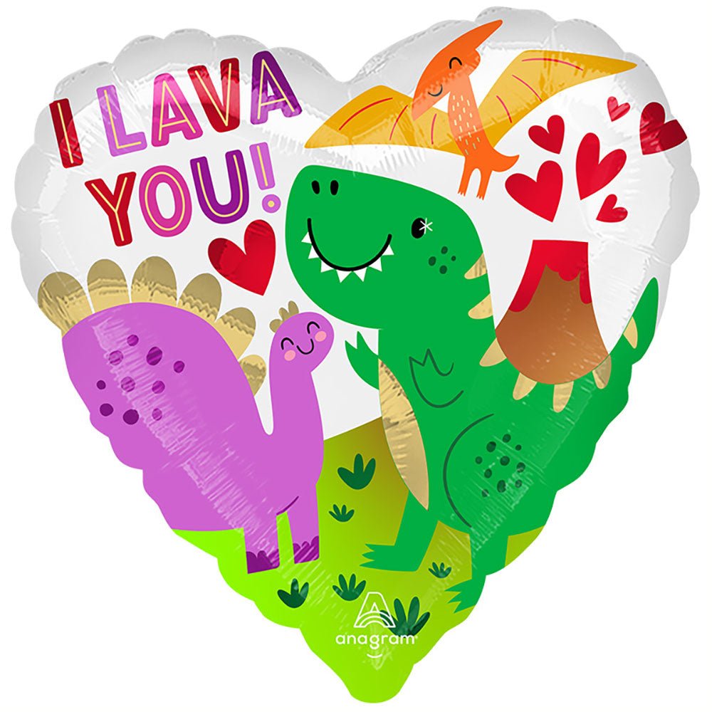 Foil Balloon I Lava You Dinosaurs