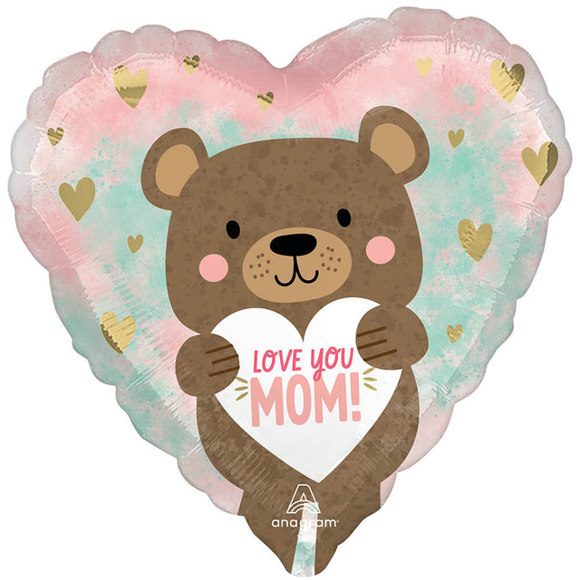 Foil Balloon Love You Mom Bear