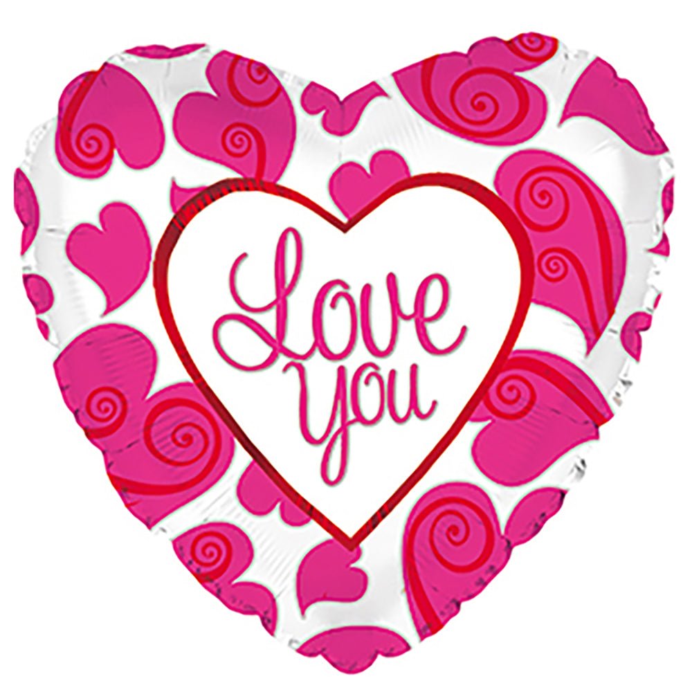 Foil Balloon Love You Neon Hearts 17 Inch