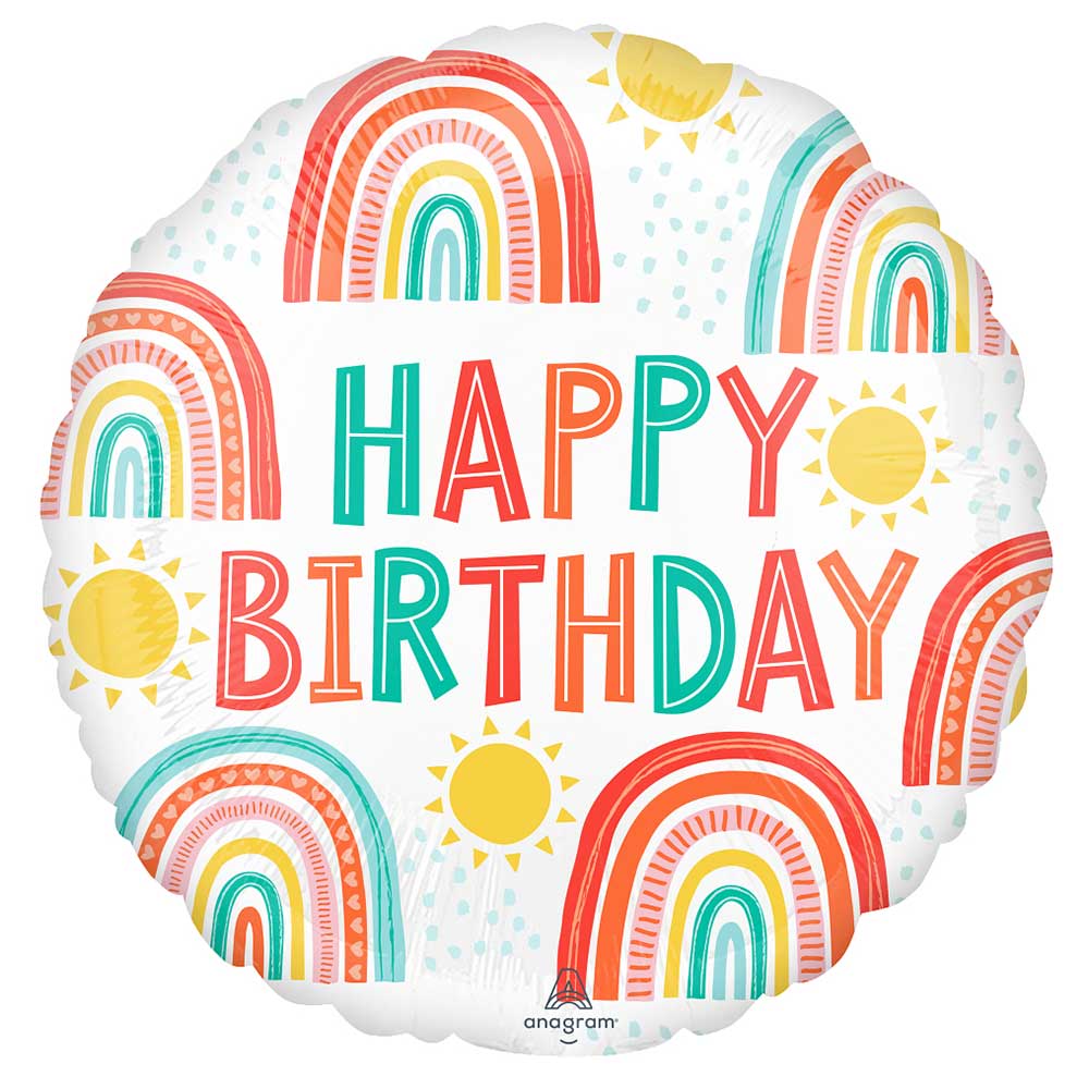 Foil Balloon Retro Rainbow Birthday