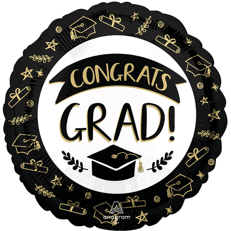 Graduation Foil Balloon 17 Inch Sketched Congrats Grad