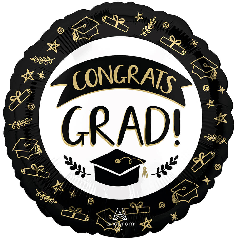 Graduation Foil Balloon 17 Inch Sketched Congrats Grad