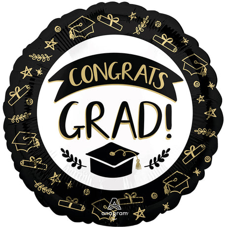 Graduation Foil Balloon 17 Inch Sketched Congrats Grad