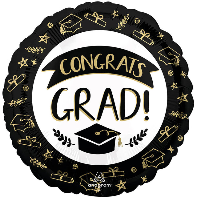 Graduation Foil Balloon 17 Inch Sketched Congrats Grad