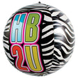 Foil Balloon 17 Inch Zebra Birthday Sphere