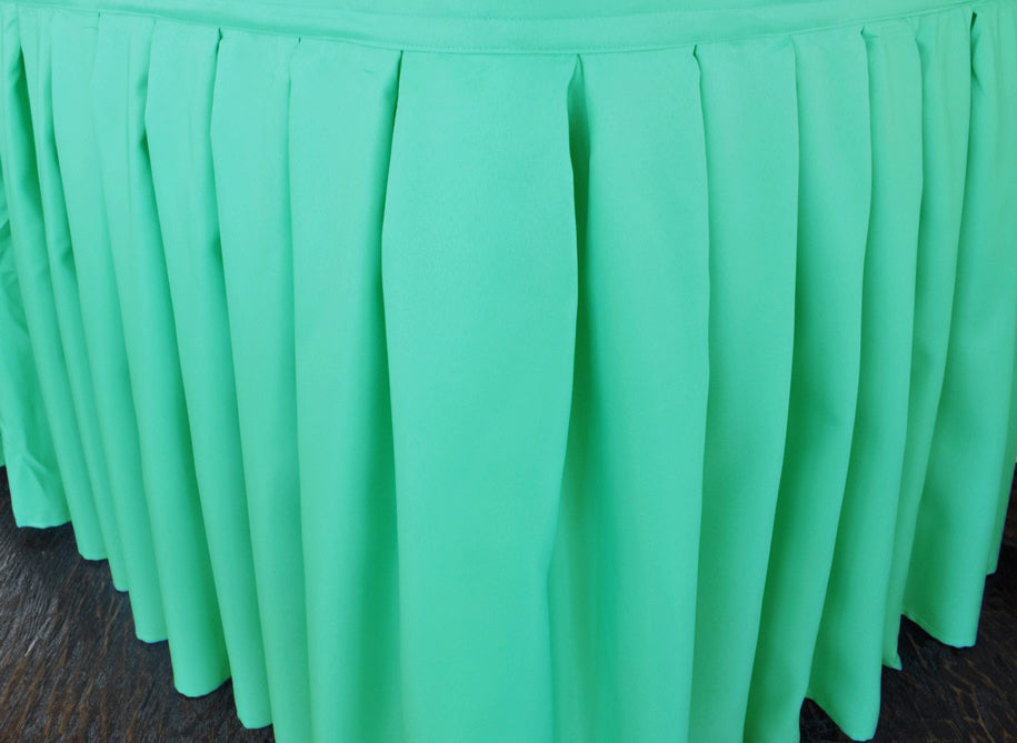Accordion Pleat Polyester Table Skirt 17x29 Tiff Blue/Aqua Blue