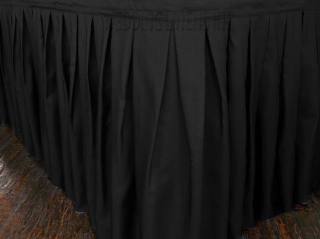 Accordion Pleat Polyester Table Skirt 21x29 Black