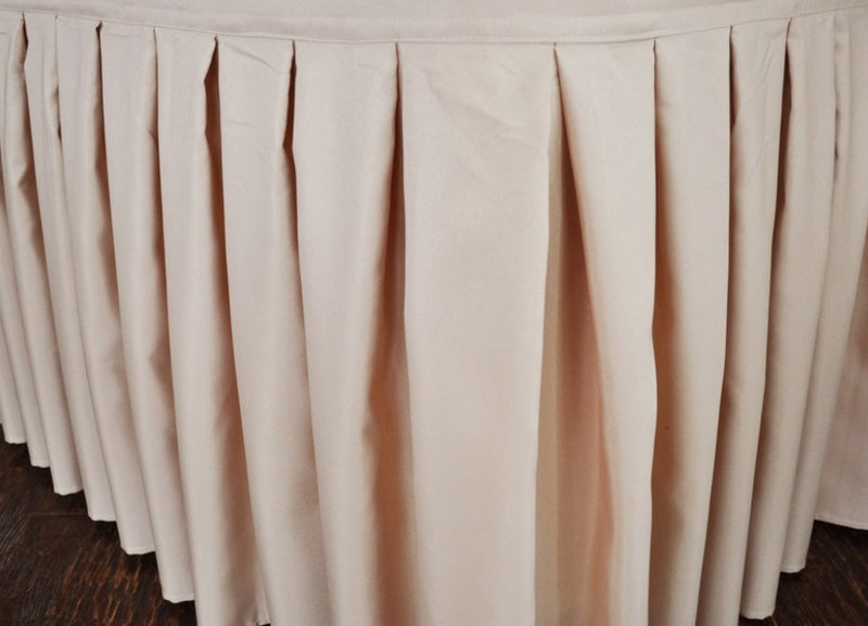 Accordion Pleat Polyester Table Skirt 21x29 Champagne