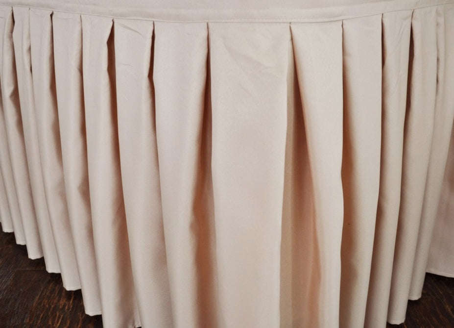 Accordion Pleat Polyester Table Skirt 17x29 Champagne
