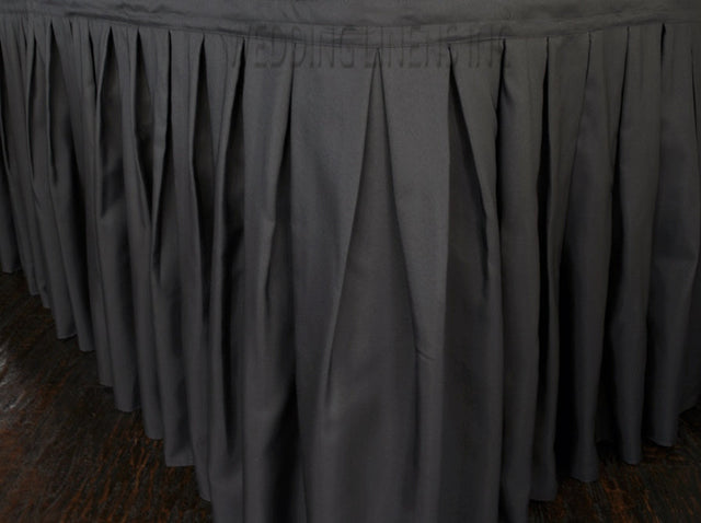 Accordion Pleat Polyester Table Skirt 17x29 Pewter/Charcoal