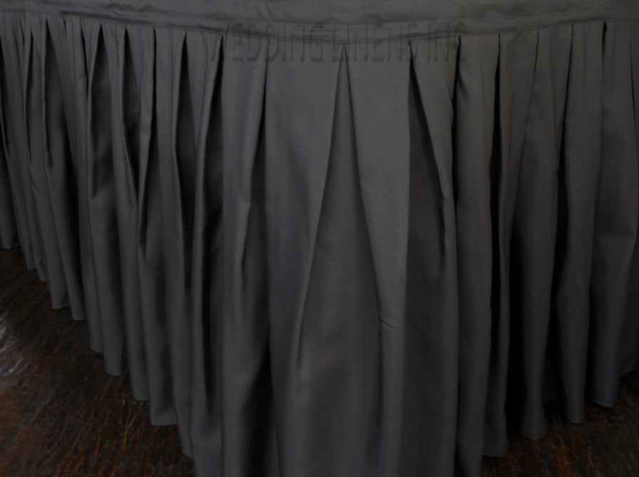 Accordion Pleat Polyester Table Skirt 21x29 Pewter/Charcoal