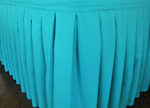 Accordion Pleat Polyester Table Skirt 17x29 Turquoise