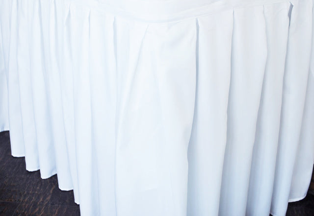 Accordion Pleat Polyester Table Skirt 21x29 White
