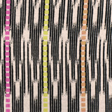 1 Yard Pink-Black-Multi Abstract Ikat Stripe Stretch Jacquard Double Knit Fabric 53 Inches Wide