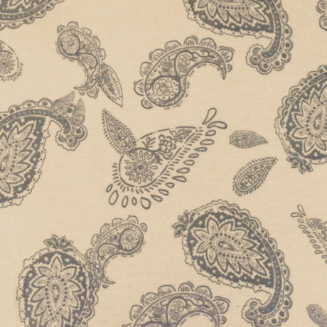 1 Yard Light Beige Gray Paisley Printed Stretch Jersey Knit Fabric 62 Inches Wide
