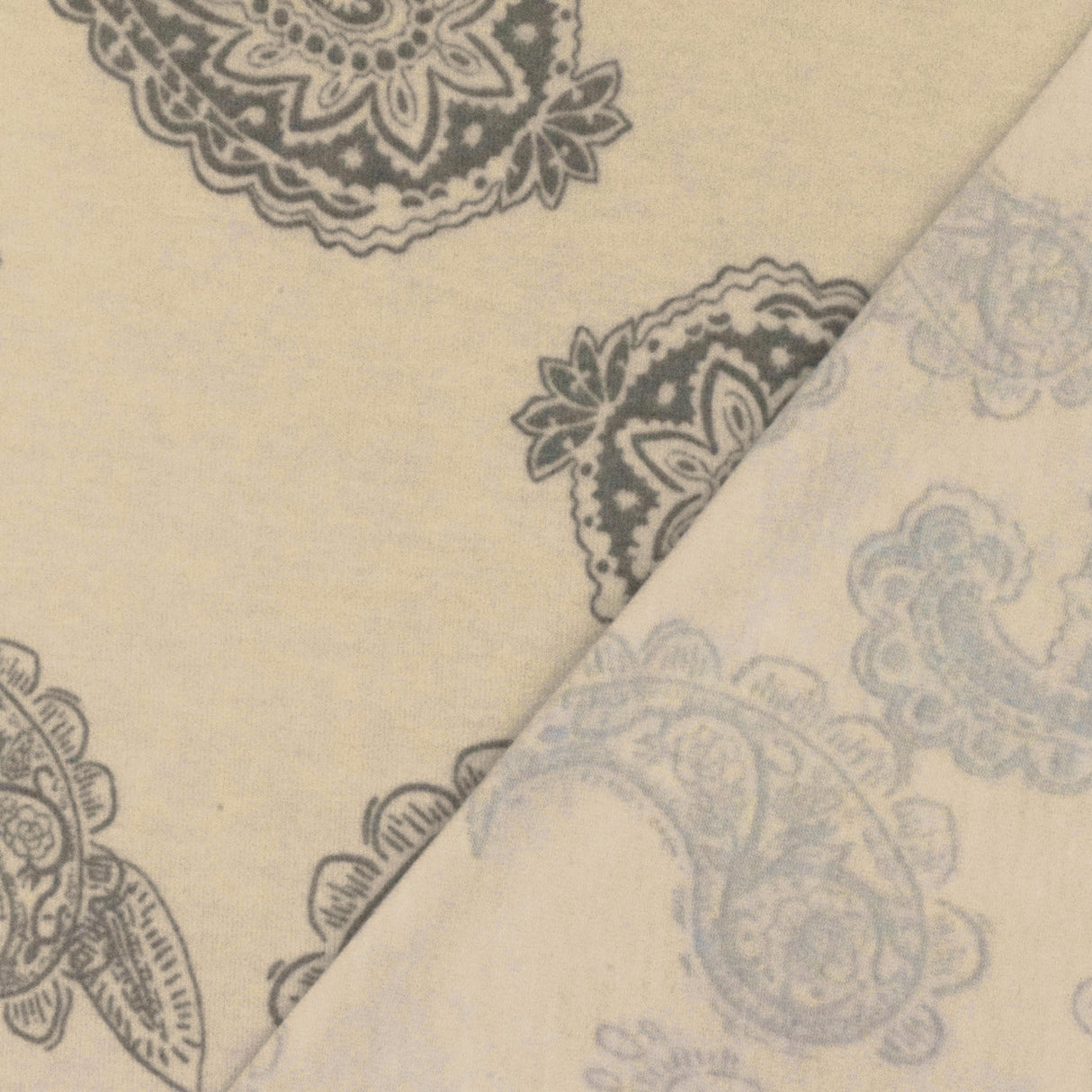 1 Yard Light Beige Gray Paisley Printed Stretch Jersey Knit Fabric 62 Inches Wide