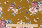 1 Yard Earth Yellow Pink Multi Floral Print Stretch French Baby Terry Knit Fabric 62 Inches Wide