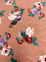 1 Yard Rose Multi Floral Scuba Crepe Stretch Knit Fabric 58 Inches Wide