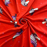 1 Yard Red and White Star Unicorn Printed Double Brushed Jersey Knit Fabric 58 Inches Wide