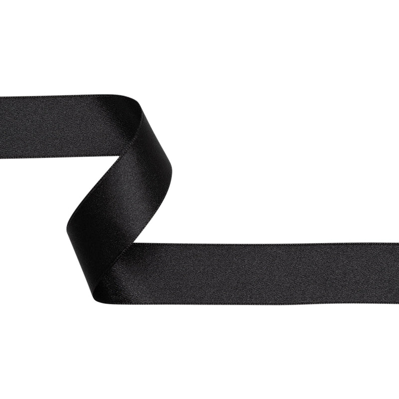 7/8" Matte Black Double Face French Satin Ribbon