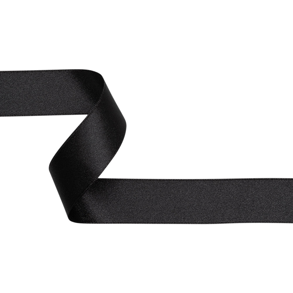7/8" Matte Black Double Face French Satin Ribbon