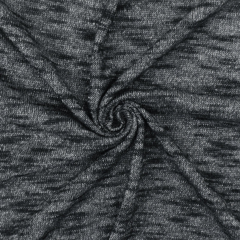 1 Yard Basic Black White Slub Stretch Poly Jersey Knit Fabric 56 Inches Wide