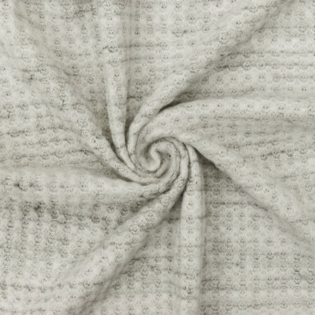 1 Yard Dusty Ivory Gray Black Texture Stretch Poly Thermal Knit Fabric 55 Inches Wide