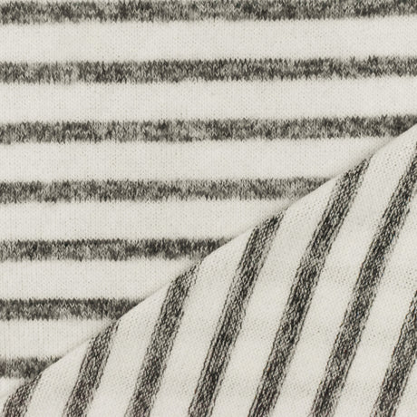 1 Yard Snow White Gray Stripe Stretch Rayon Brushed Jersey Knit Fabric 58 Inches Wide