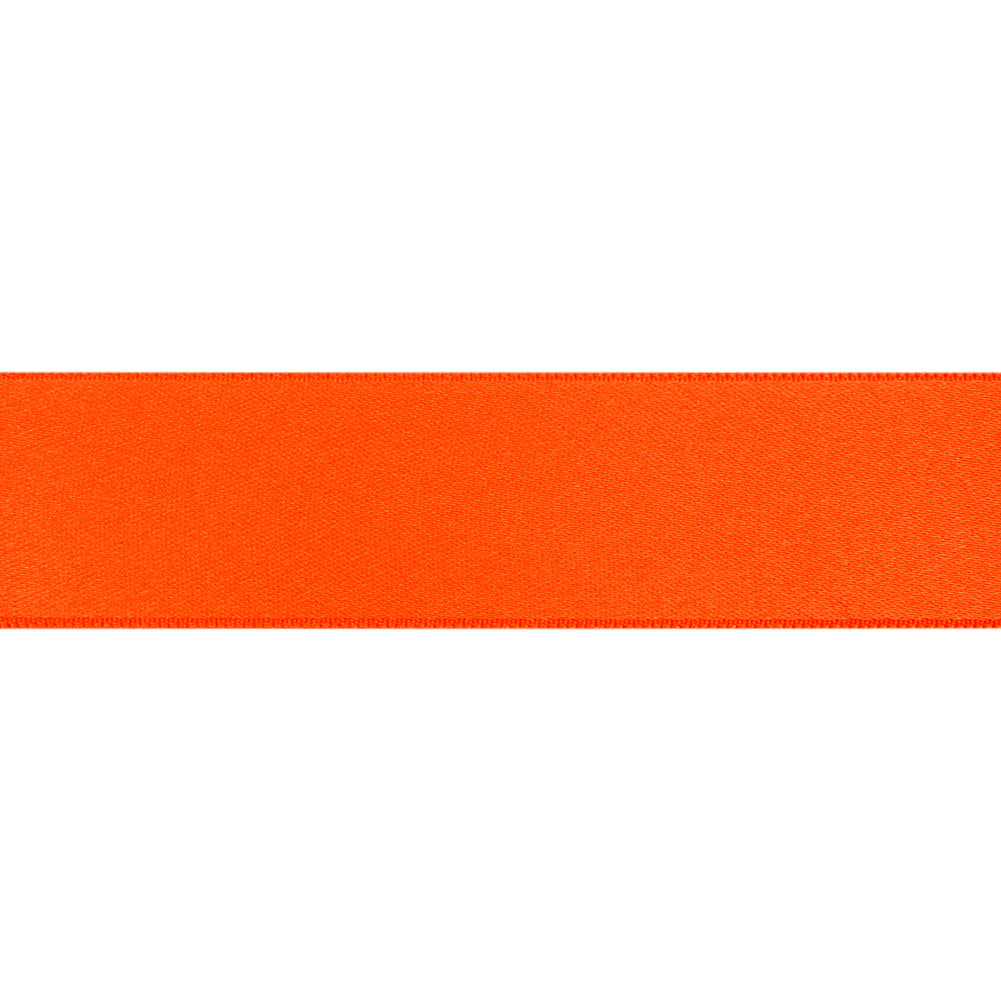 Neon Orange Double Face French Satin Ribbon - 1"