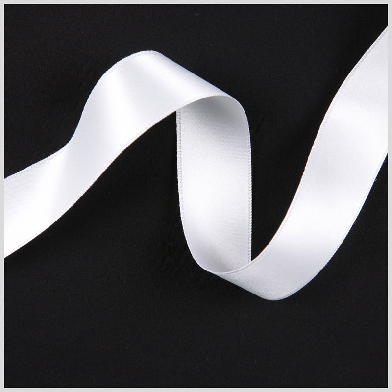 White Double Face French Satin Ribbon - 8mm