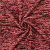 1 Yard Gamer Red & Black Slub Texture Jersey Knit Matte Finish, Good Drape 53" Width