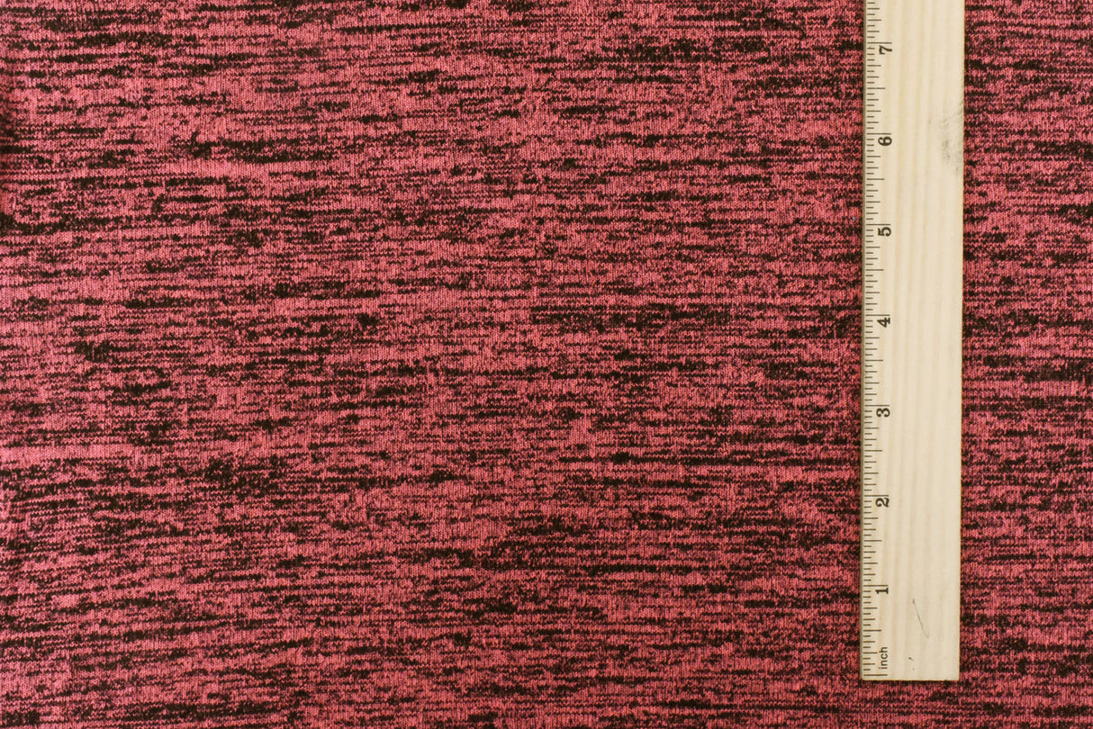 1 Yard Gamer Red & Black Slub Texture Jersey Knit Matte Finish, Good Drape 53" Width