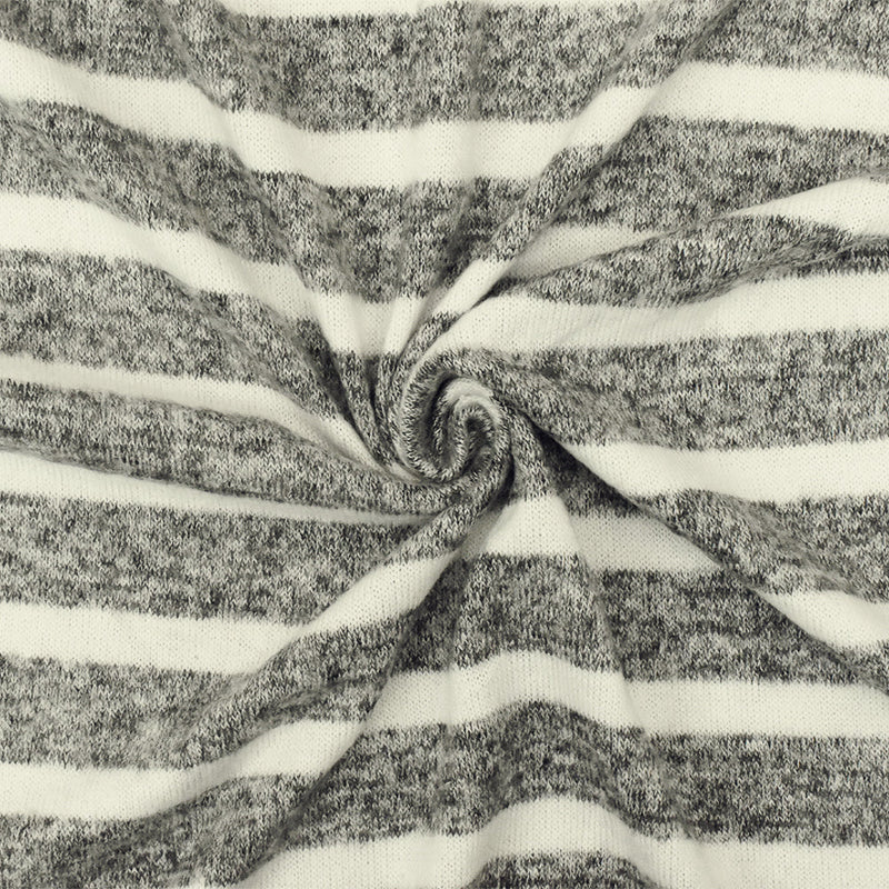 1 Yard Off Black, & Ivory Stripe Brushed Jersey Knit Soft Stretch Fabric for Activewear, 57" Wide