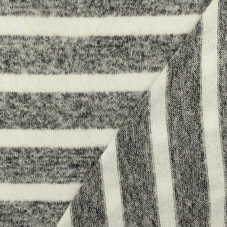 1 Yard Off Black, & Ivory Stripe Brushed Jersey Knit Soft Stretch Fabric for Activewear, 57" Wide